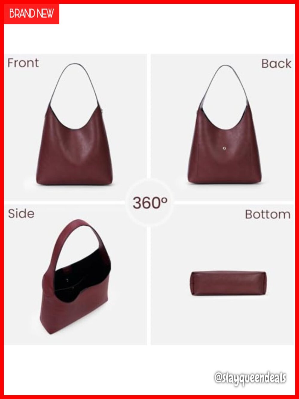 Faux Suede Vegan Leather Hobo Bag for Women Slouchy Shoulder Tote with Cherry - Picture 3 of 6